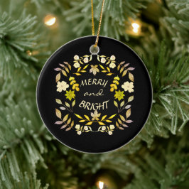 GOLDEN MERRY UND BRIGHT personalisiert Keramik Ornament