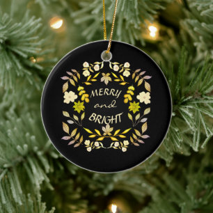GOLDEN MERRY UND BRIGHT personalisiert Keramik Ornament
