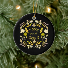 GOLDEN MERRY UND BRIGHT personalisiert Keramik Ornament