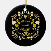 GOLDEN MERRY UND BRIGHT personalisiert Keramik Ornament (Vorne)