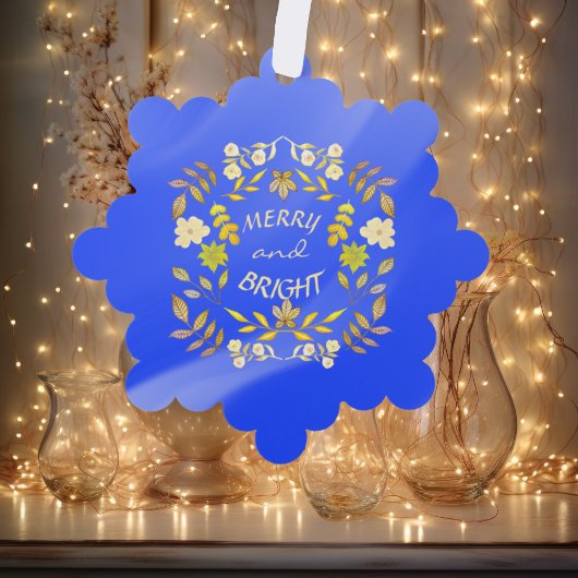 GOLDEN MERRY UND BRIGHT personalisiert Ornament Karte