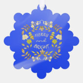 GOLDEN MERRY UND BRIGHT personalisiert Ornament Karte (Rückseite)