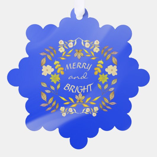 GOLDEN MERRY UND BRIGHT personalisiert Ornament Karte (Rückseite)