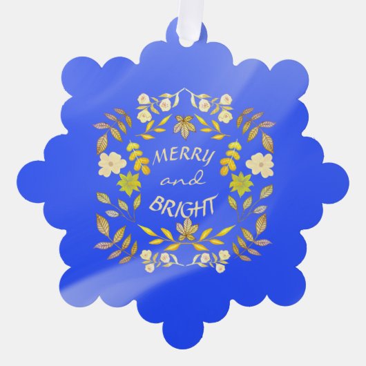 GOLDEN MERRY UND BRIGHT personalisiert Ornament Karte (Vorderseite)