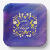 GOLDEN MERRY UND BRIGHT personalisiert Pappteller (Vorderseite)