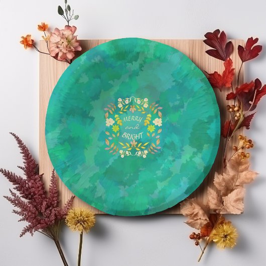 GOLDEN MERRY UND BRIGHT personalisiert Pappteller