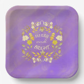 GOLDEN MERRY UND BRIGHT personalisiert Pappteller (Vorderseite)