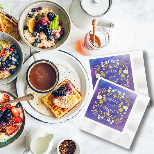 GOLDEN MERRY UND BRIGHT personalisiert Serviette