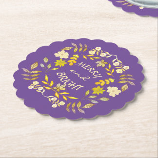GOLDEN MERRY UND BRIGHT personalisiert Untersetzer