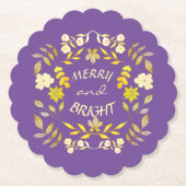 GOLDEN MERRY UND BRIGHT personalisiert Untersetzer (Vorderseite)