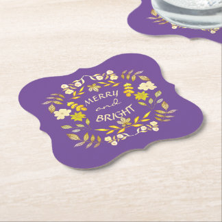 GOLDEN MERRY UND BRIGHT personalisiert Untersetzer