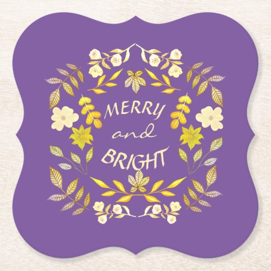 GOLDEN MERRY UND BRIGHT personalisiert Untersetzer (Vorderseite)