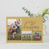 Golden MERRY Weihnachtskarte Feiertagskarte (Stehend Vorderseite)