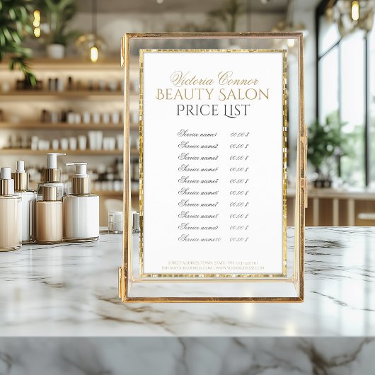 Golden Metal Border Beauty Salon Preisliste Flyer