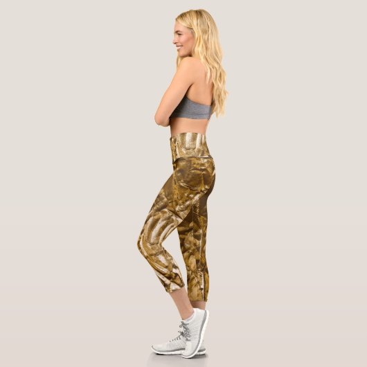 Golden Metalic Pattern Capri Leggings (Links)