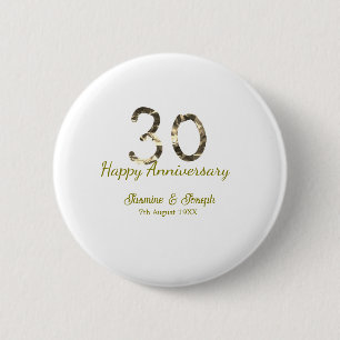 Golden Metallic 30. Happy anniversary Name einfüge Button