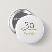 Golden Metallic 30th Happy anniversary add name Button (Vorne & Hinten)