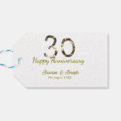Golden Metallic 30th Happy anniversary add name Geschenkanhänger (Rückseite Horizontal)