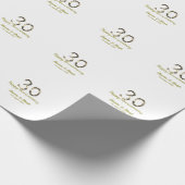 Golden Metallic 30th Happy anniversary add name Geschenkpapier (Ecke)