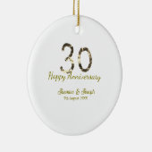 Golden Metallic 30th Happy anniversary add name Keramik Ornament (Rechts)