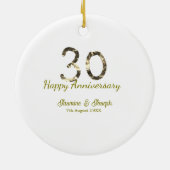 Golden Metallic 30th Happy anniversary add name Keramik Ornament (Hinten)