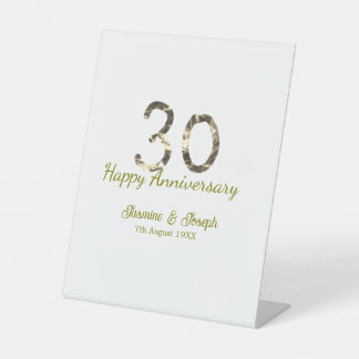 Golden Metallic 30th Happy anniversary add name Sockelschild