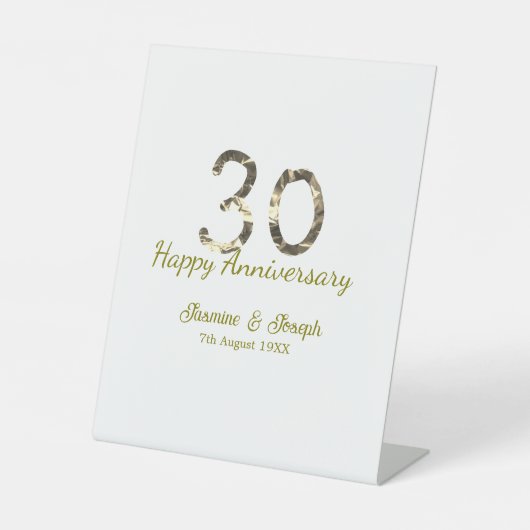 Golden Metallic 30th Happy anniversary add name Sockelschild (Vorderseite)
