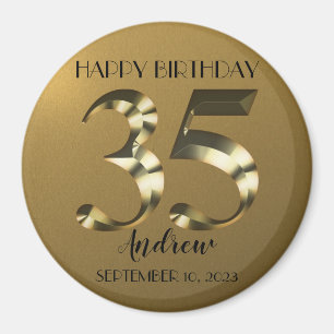 Golden metallic 35. Geburtstag Magnet