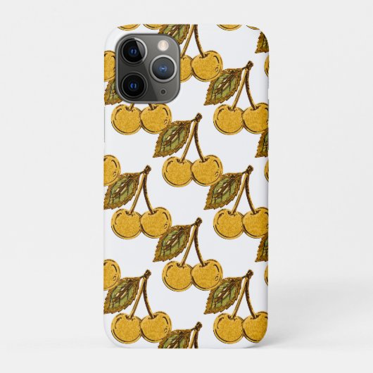 Golden Metallic Cherries Pattern Case-Mate iPhone Hülle (Rückseite)