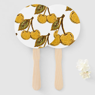 Golden Metallic Cherries Pattern Fächer