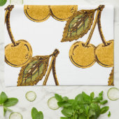 Golden Metallic Cherries Pattern Geschirrtuch (Gefaltet)
