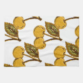 Golden Metallic Cherries Pattern Geschirrtuch (Horizontal)