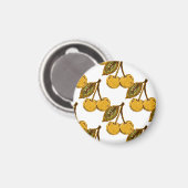 Golden Metallic Cherries Pattern Magnet (Vorderseite/Rückseite)