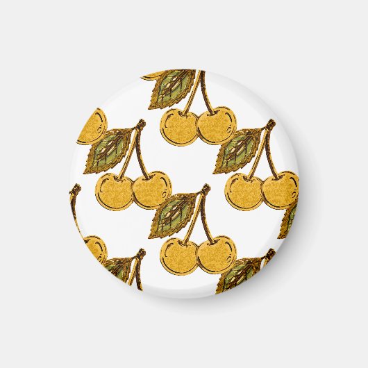 Golden Metallic Cherries Pattern Magnet (Vorne)