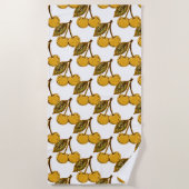 Golden Metallic Cherries Pattern Strandtuch (Vorderseite)