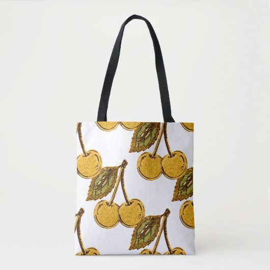 Golden Metallic Cherries Pattern Tasche (Vorderseite)