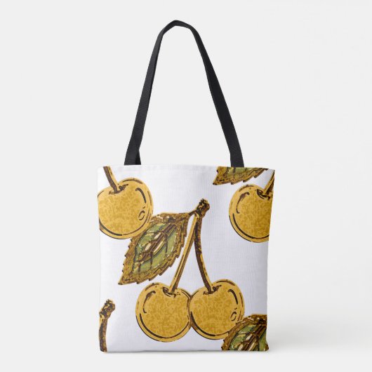 Golden Metallic Cherries Pattern Tasche (Rückseite)