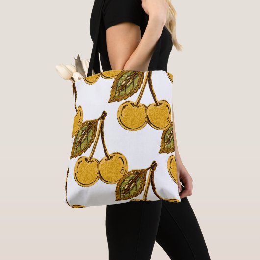 Golden Metallic Cherries Pattern Tasche (Von Nahem)