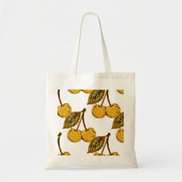 Golden Metallic Cherries Pattern Tragetasche