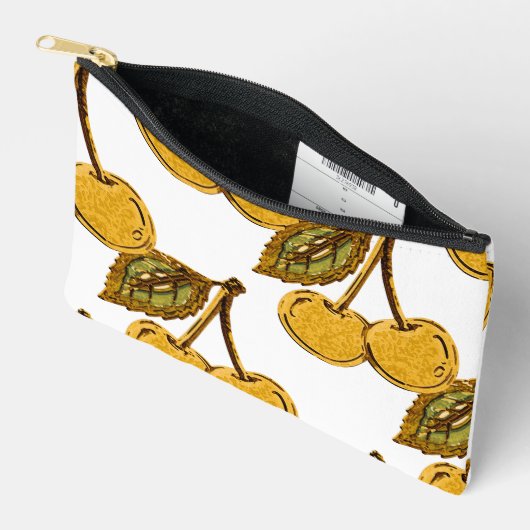 Golden Metallic Cherries Pattern Zubehörtasche (Offen)