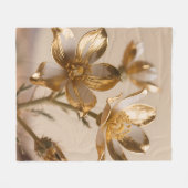 Golden Metallic Flowers Luxe Botanical Elegance Fleecedecke (Vorderseite (Horizontal))