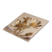 Golden Metallic Flowers Luxe Botanical Elegance Fliese (Seite)