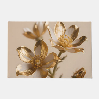 Golden Metallic Flowers Luxe Botanical Elegance Fußmatte