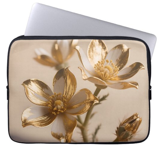 Golden Metallic Flowers Luxe Botanical Elegance Laptopschutzhülle (Vorderseite)