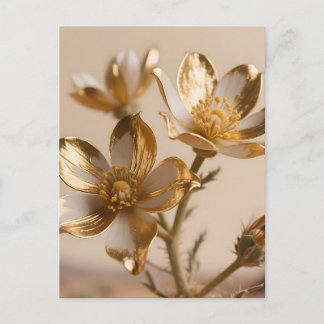 Golden Metallic Flowers Luxe Botanical Elegance Postkarte