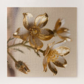 Golden Metallic Flowers Luxe Botanical Elegance Puzzle (Horizontal)