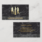 Golden Metallic Models | Schwarzer Marmorfarbblock Visitenkarte (Vorne/Hinten)