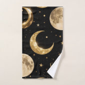Golden Metallic Moons Pattern, Luxe Celestial Badhandtuch Set (Handtuch)
