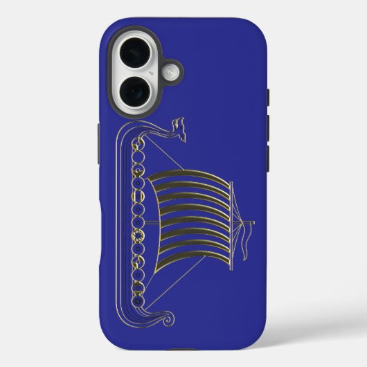 Golden Metallic Outline of a Longboat Phone Cover (Rückseite)
