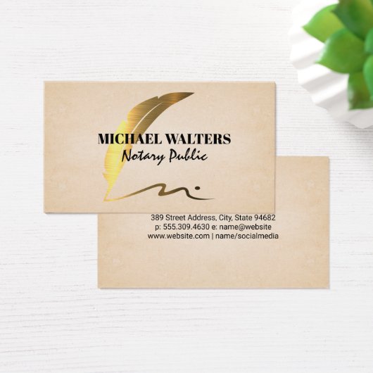 Golden Metallic Pen Logo | Notar (Schreibtisch)